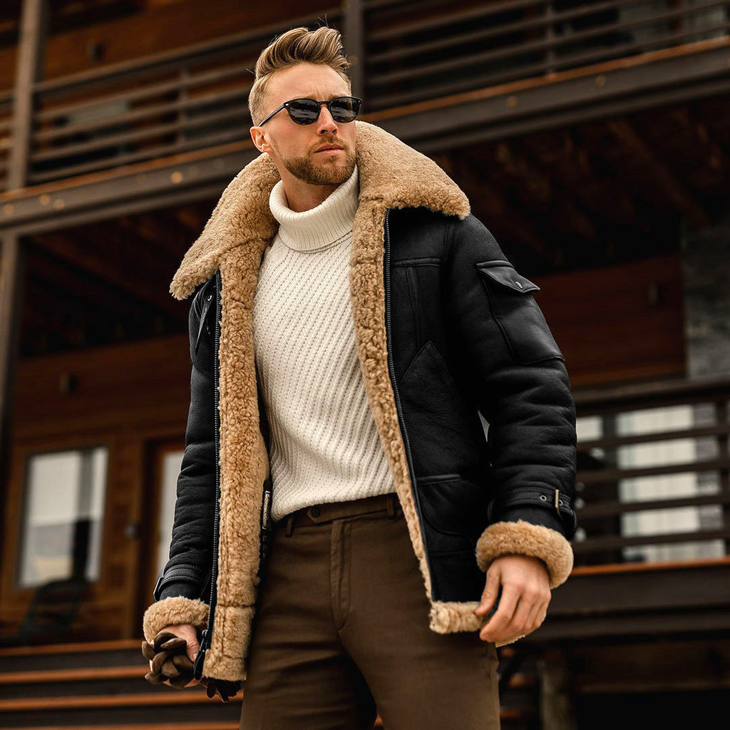 Men's Fur Winter Coat - Thick Hair Lined Jacket
