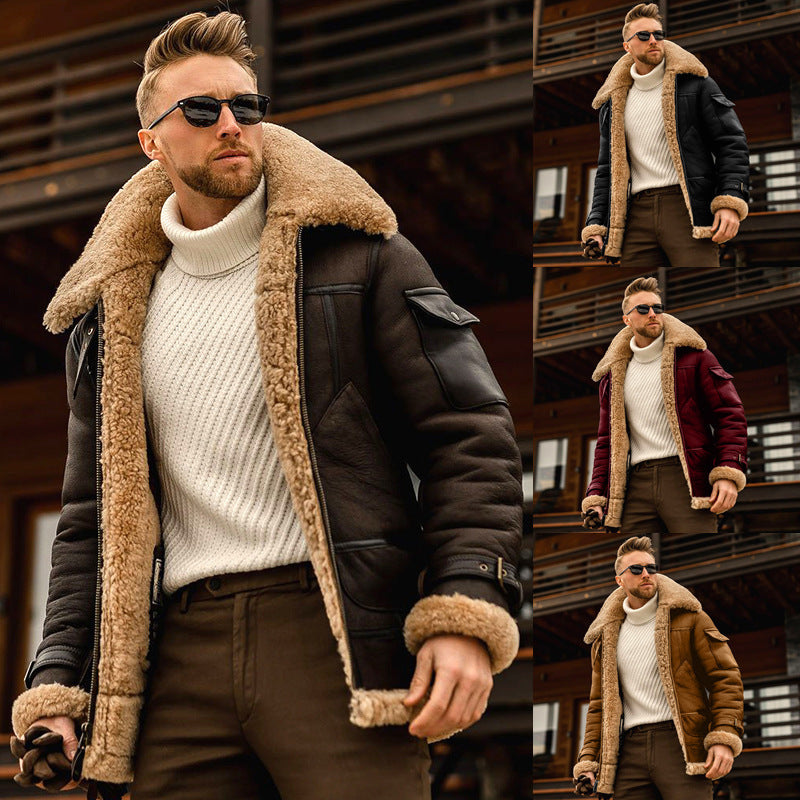 Men's Fur Winter Coat - Thick Hair Lined Jacket